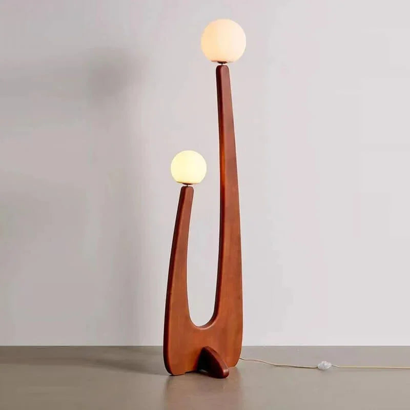 Elegant Solid Wood & Glass Floor Lamp