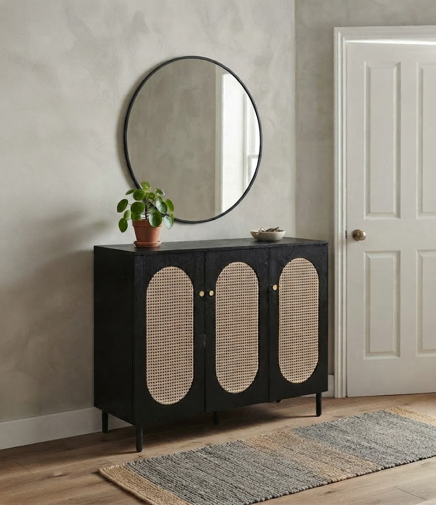 GAIA HOME Shoe Cabinet 120x35x95 cm Modern Wooden Storage (Black)