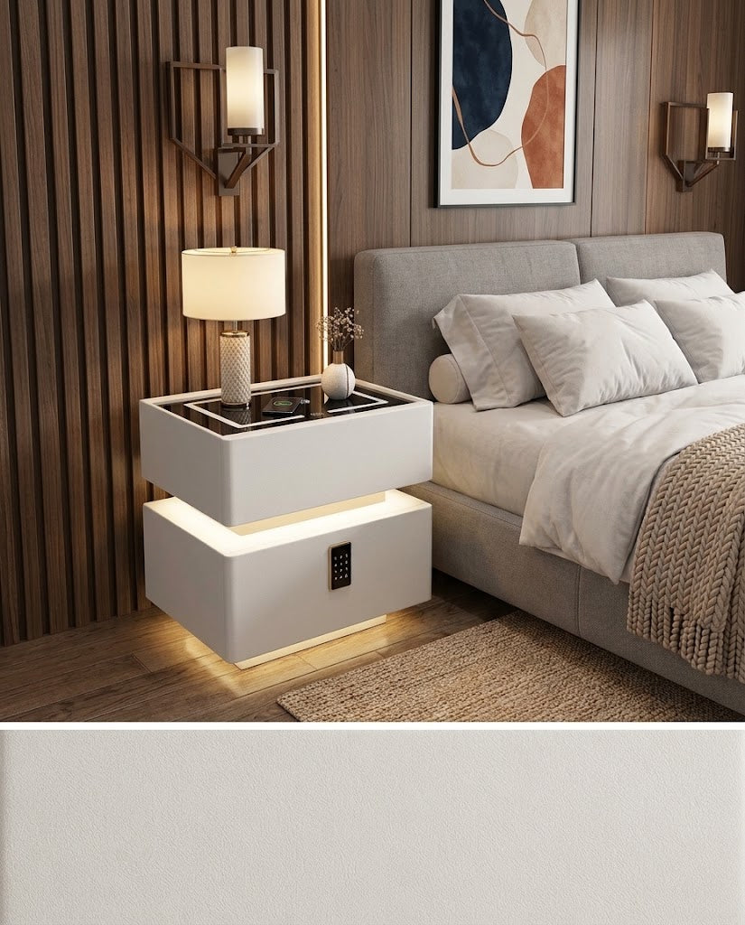 Modern Nightstand with wireless changing and lock