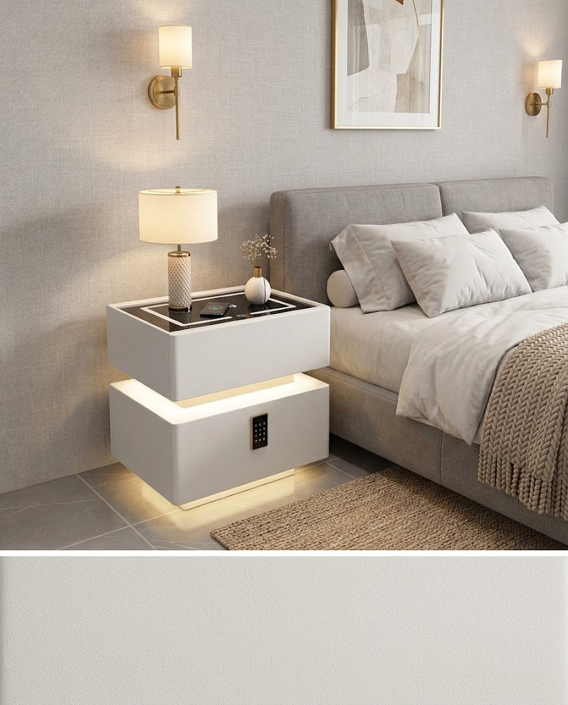 Modern Nightstand with wireless changing and lock