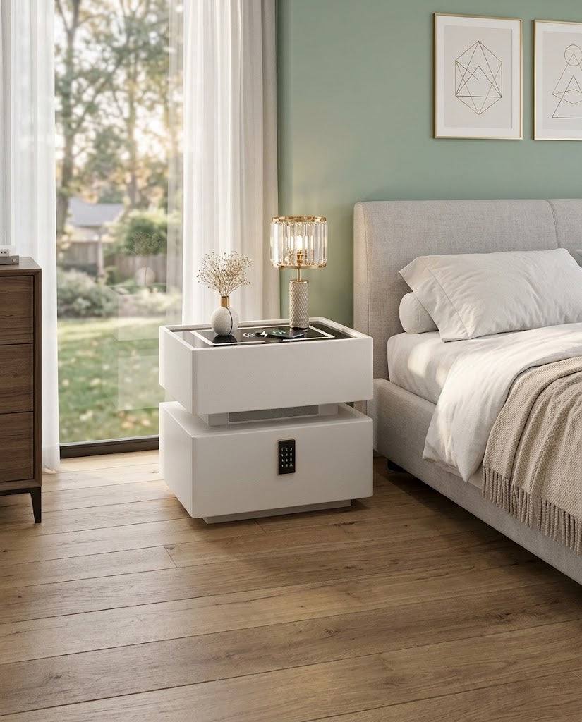 Modern Nightstand with wireless changing and lock