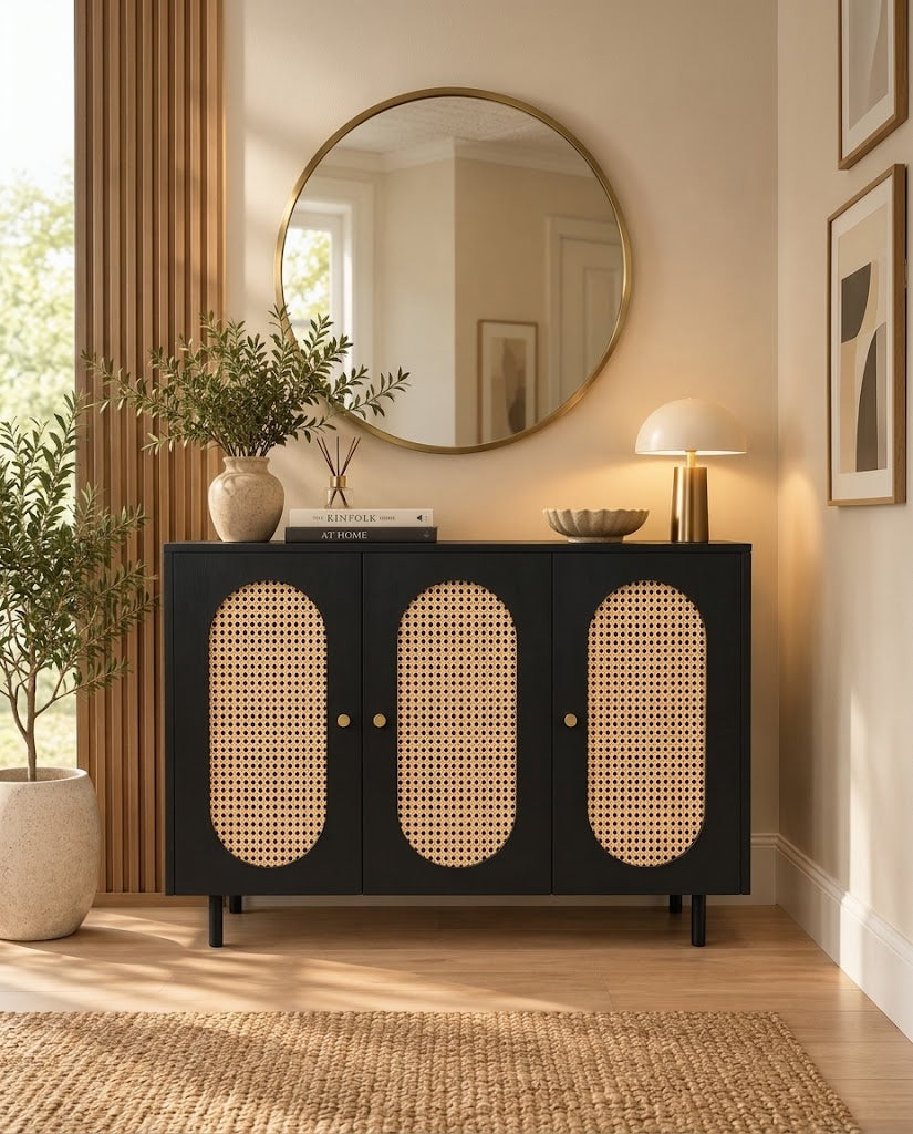 GAIA HOME Shoe Cabinet 120x35x95 cm Modern Wooden Storage (Black)