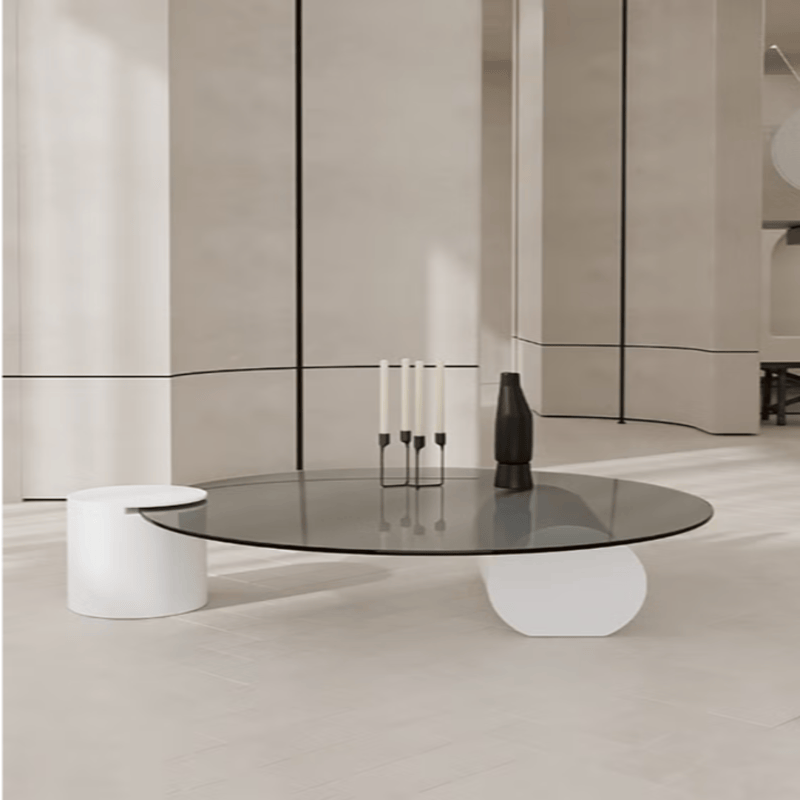 Coffee Table Tempered Glass + Wrought Iron Painted Finish