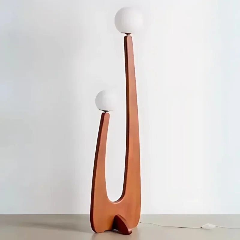 Elegant Solid Wood & Glass Floor Lamp