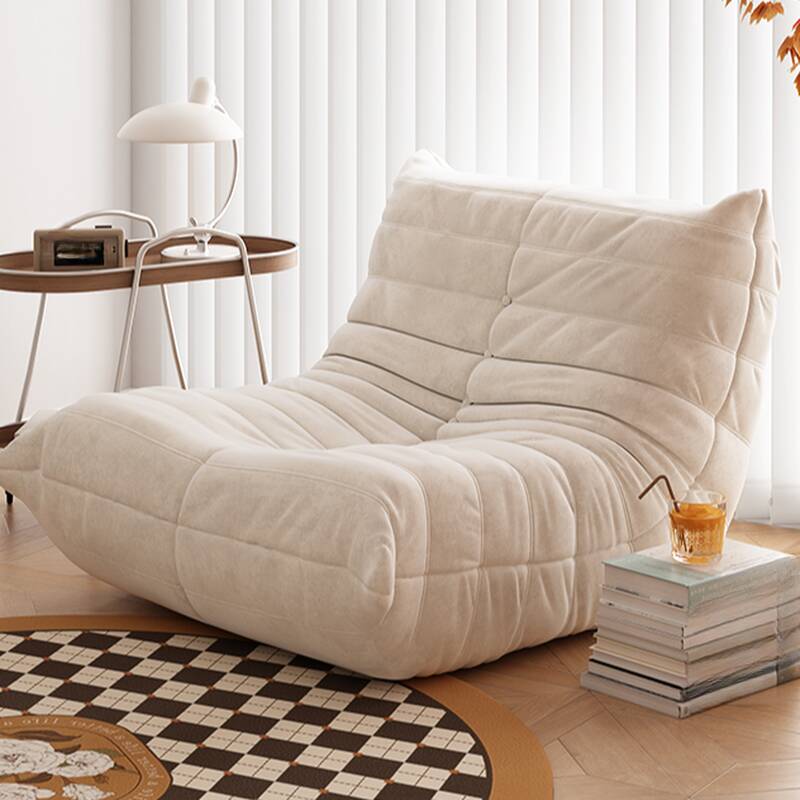 White Leather Sherpa Single Sofa Chair