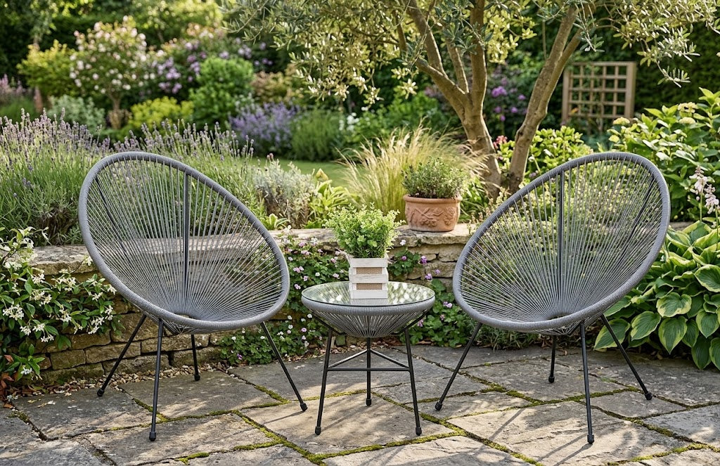 Gray Outdoor Balcony Table with Chair 2+1