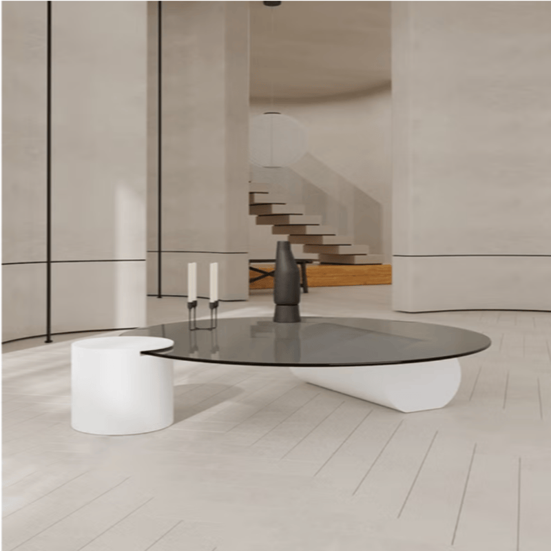 Coffee Table Tempered Glass + Wrought Iron Painted Finish