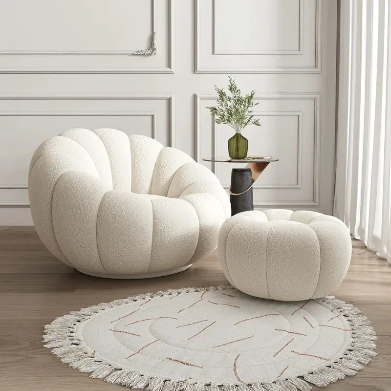 White Swivel Chair + Ottoman