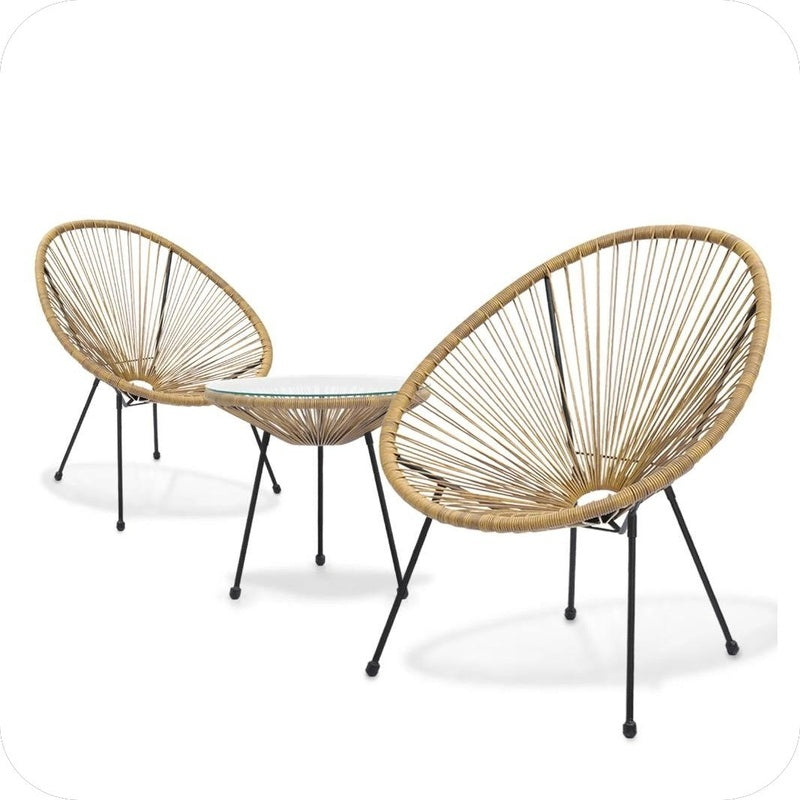 Beige Outdoor Balcony Table with Chair 2+1