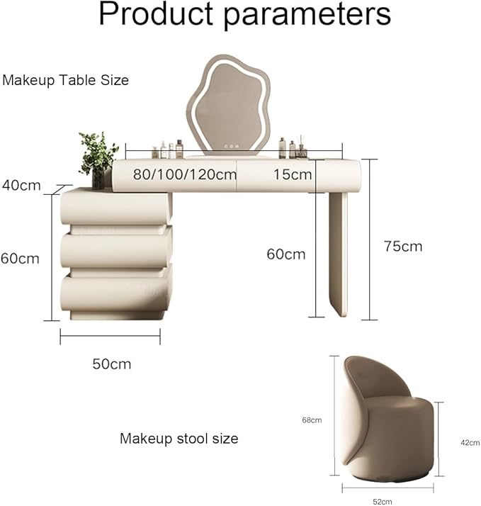 Modern Dressing Table with Chair Set with Mirror