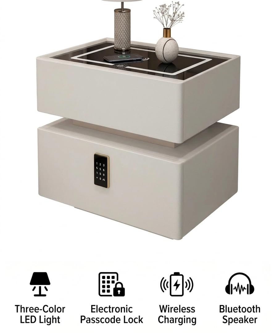 Modern Nightstand with wireless changing and lock