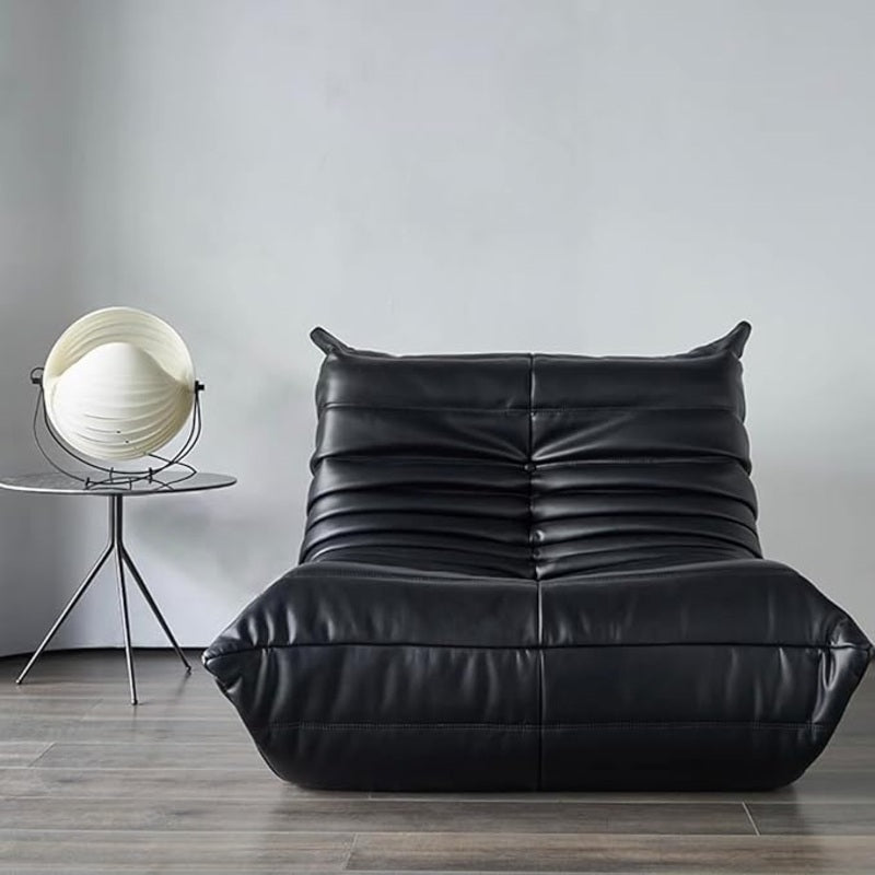 Black Leather Sherpa Single Sofa Chair