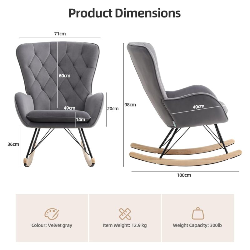 Luxury Grey Rocking Chair