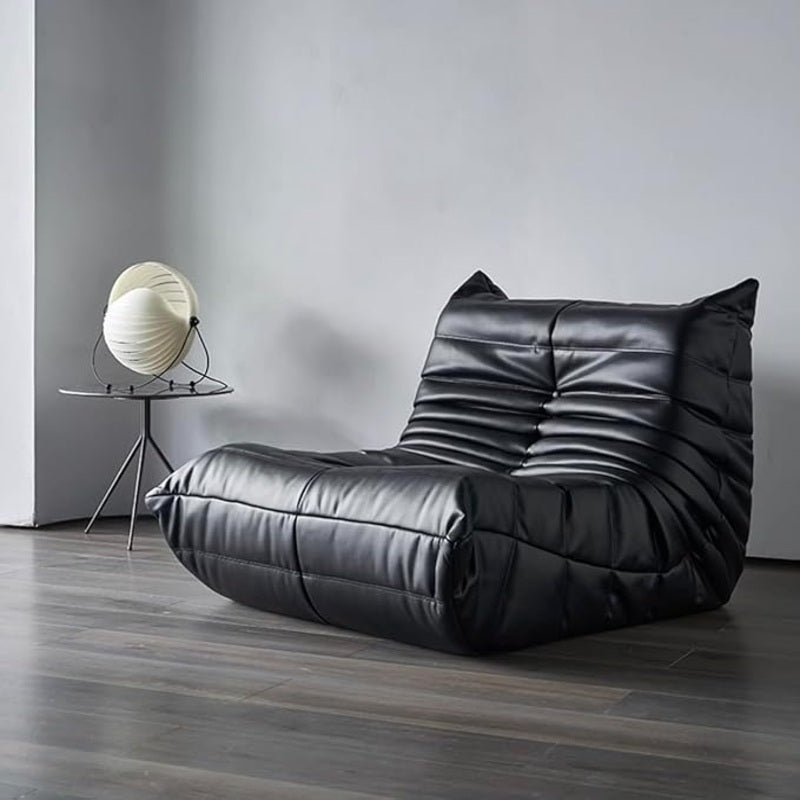 Black Leather Sherpa Single Sofa Chair