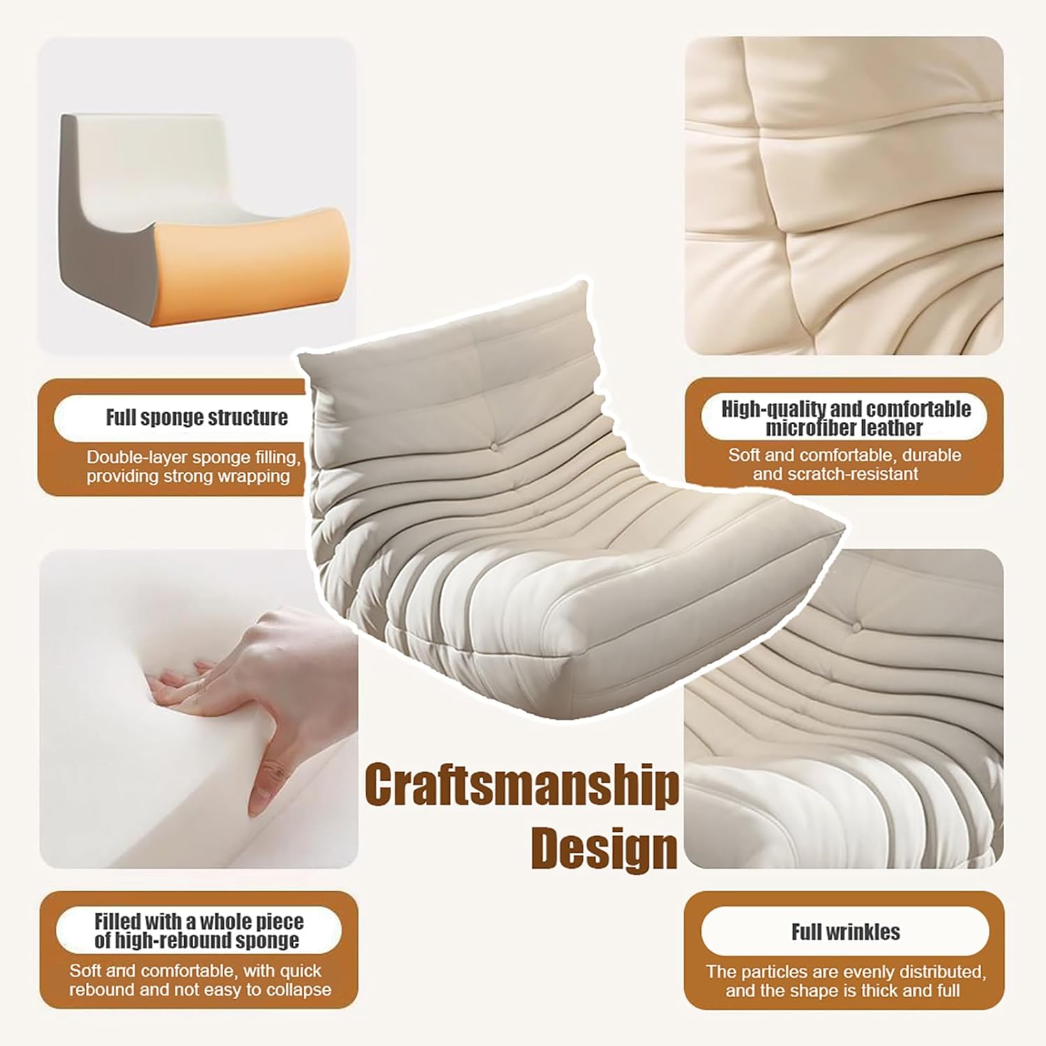 White Leather Sherpa Single Sofa Chair