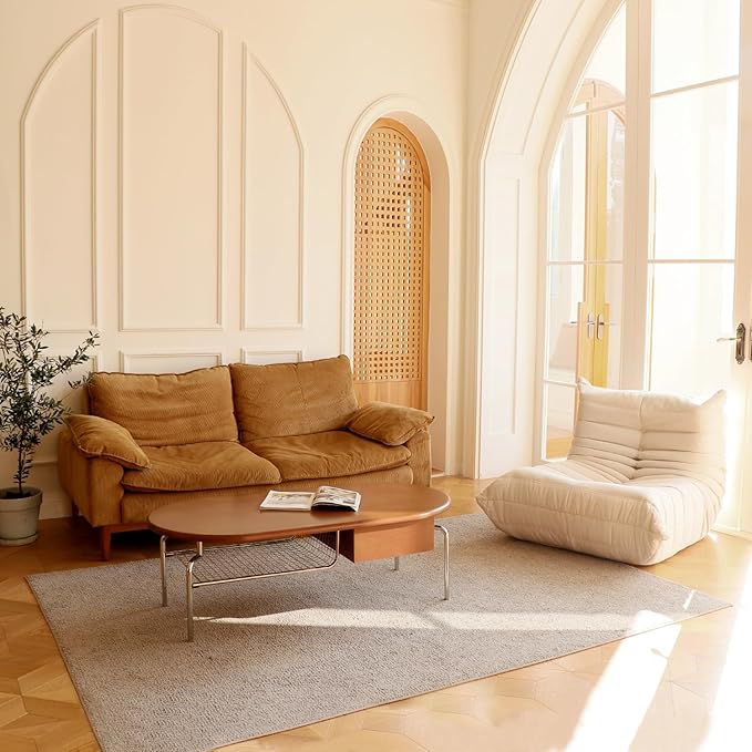 White Leather Sherpa Single Sofa Chair