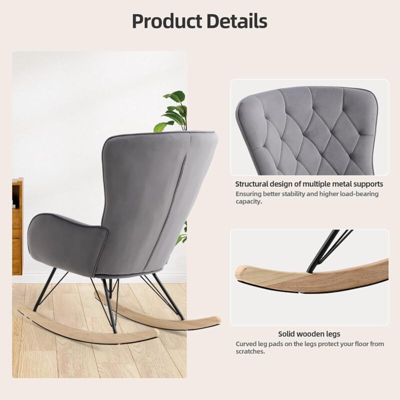 Luxury Grey Rocking Chair