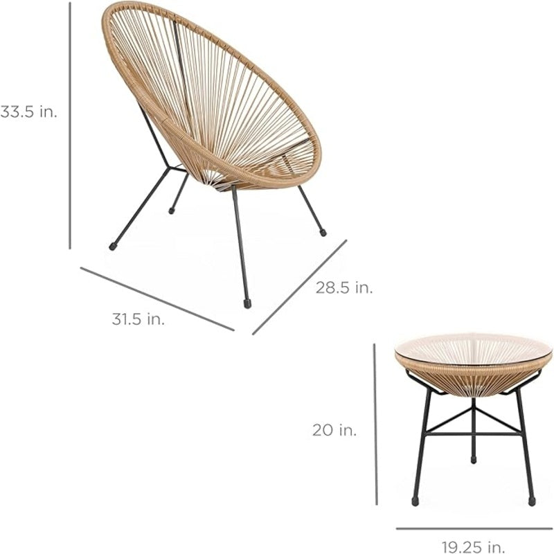 Beige Outdoor Balcony Table with Chair 2+1