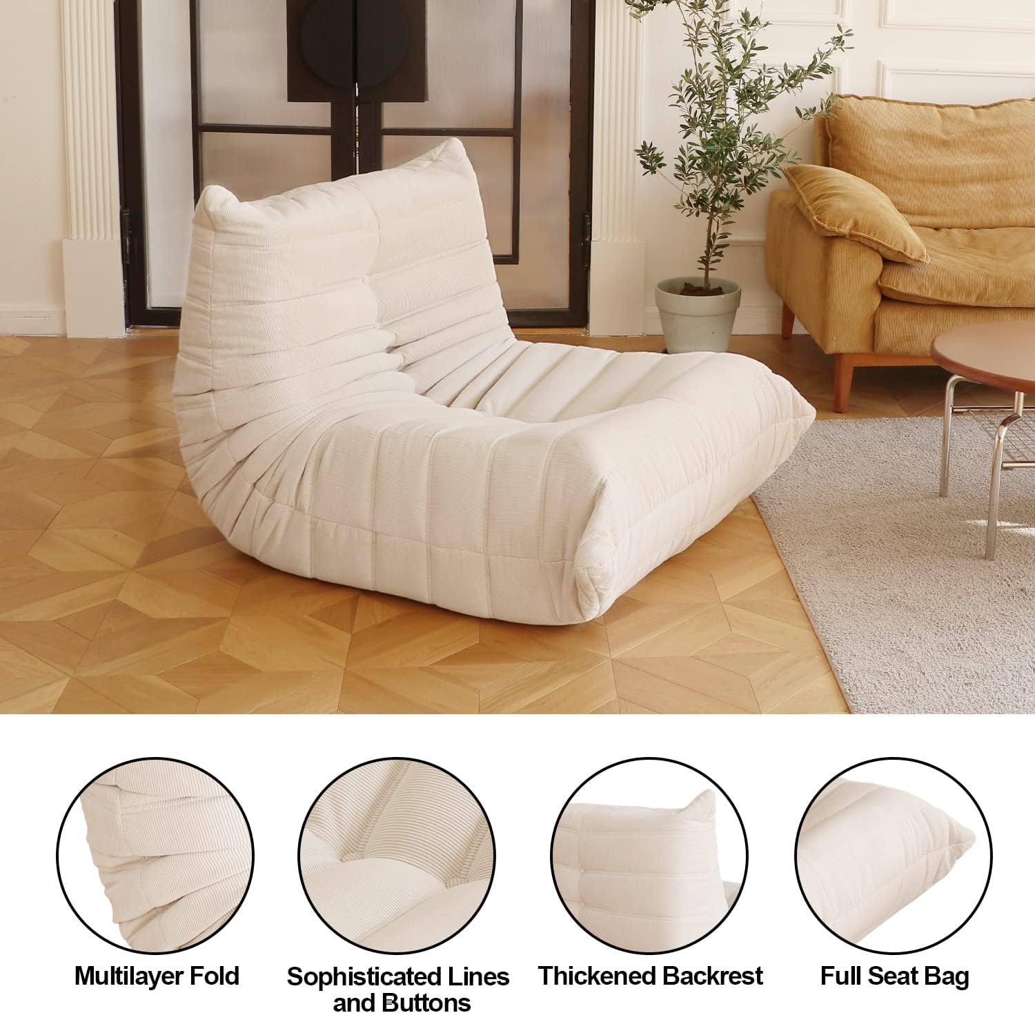 White Leather Sherpa Single Sofa Chair