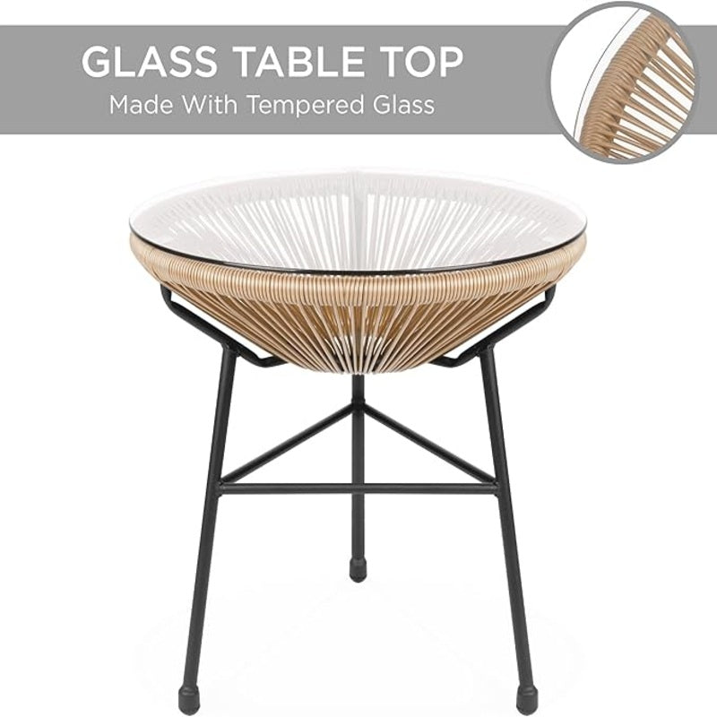 Beige Outdoor Balcony Table with Chair 2+1