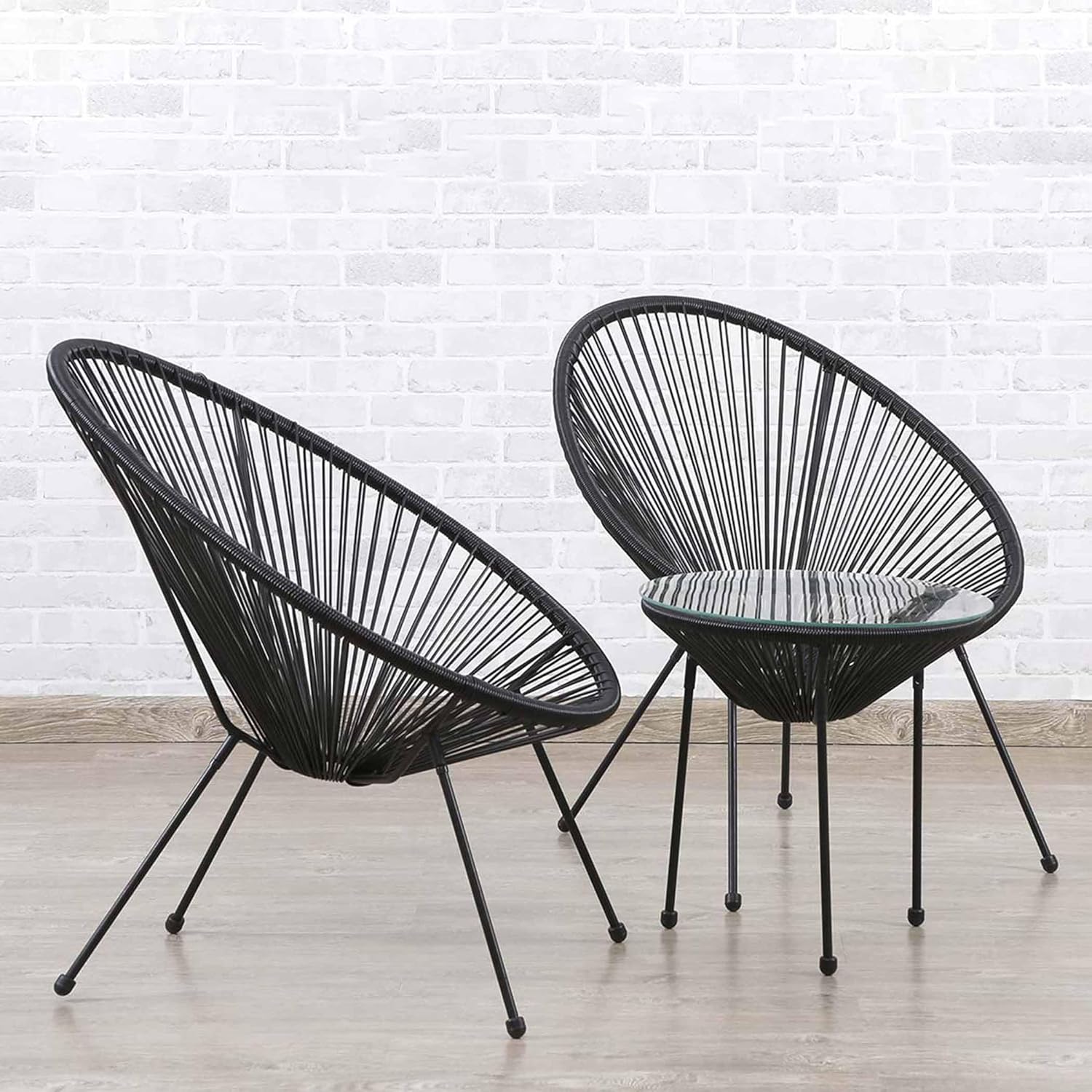 Black Outdoor Balcony Table with Chair 2+1