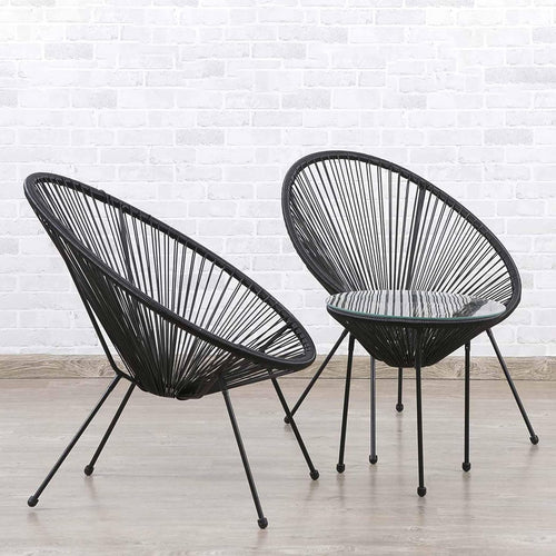 Black Outdoor Balcony Table with Chair 2+1