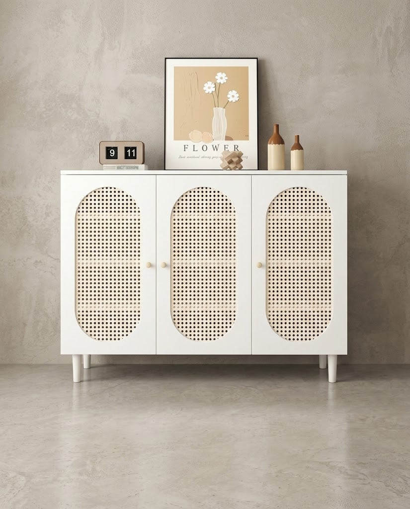 Shoe Cabinet 120x35x95 cm Modern Wooden Storage (white)