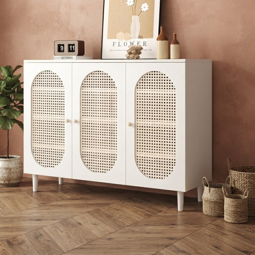 Shoe Cabinet 120x35x95 cm Modern Wooden Storage (white)