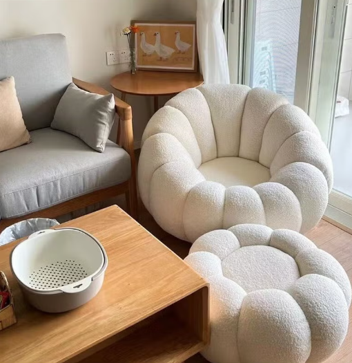 White Swivel Chair + Ottoman