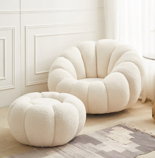 White Swivel Chair + Ottoman