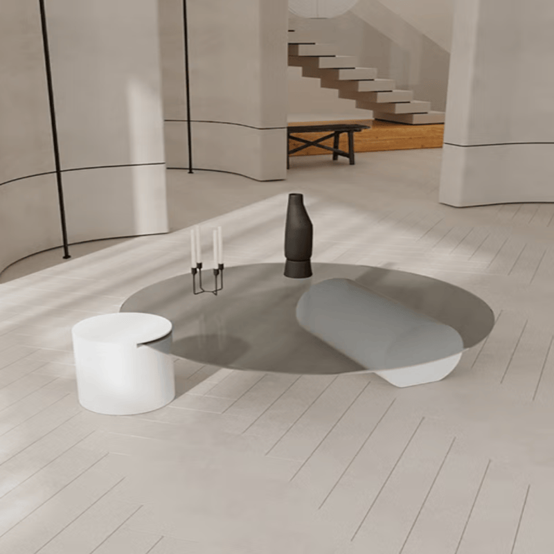 Coffee Table Tempered Glass + Wrought Iron Painted Finish