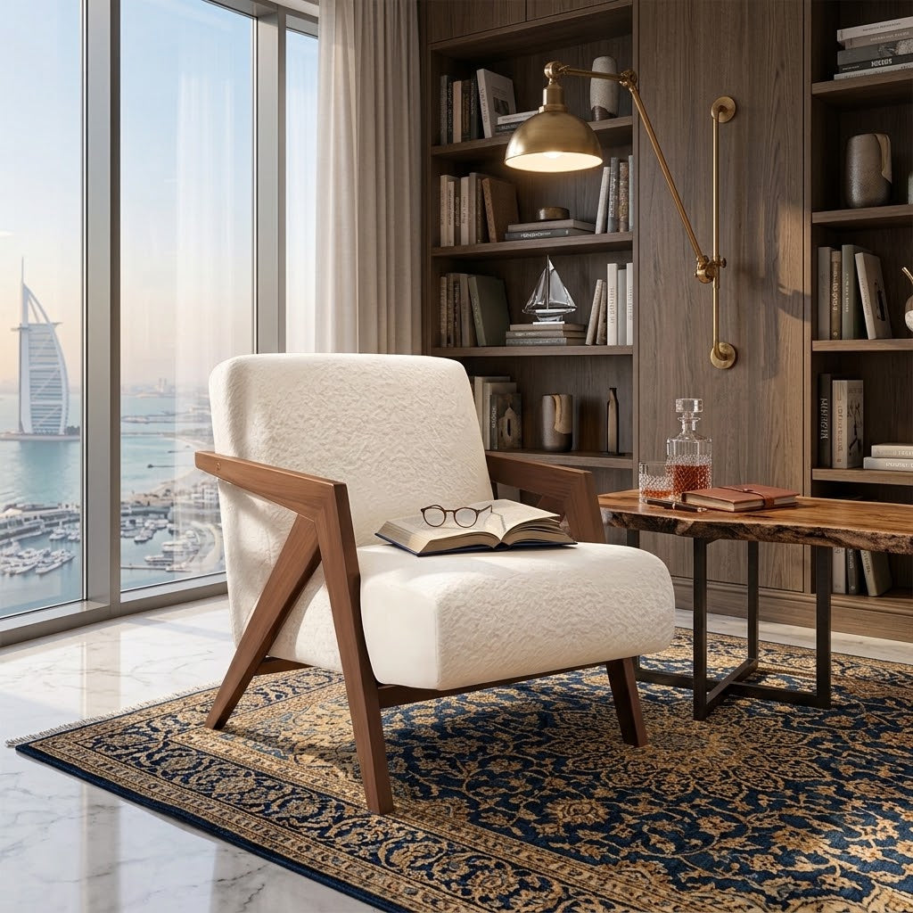 Lounge Chair Fabric Material with Solid Wood