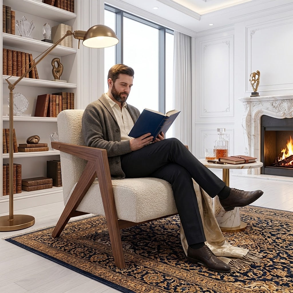 Lounge Chair Fabric Material with Solid Wood