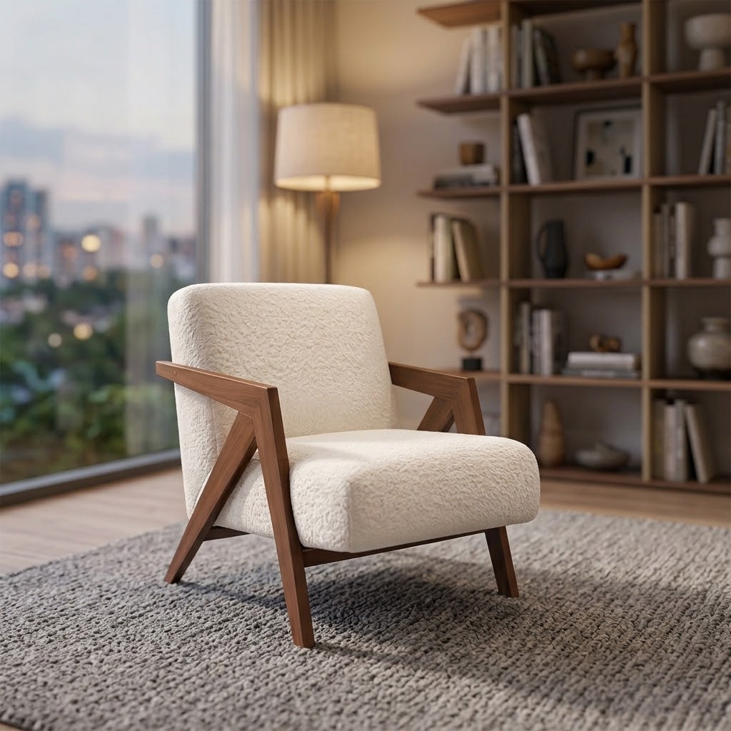 Lounge Chair Fabric Material with Solid Wood