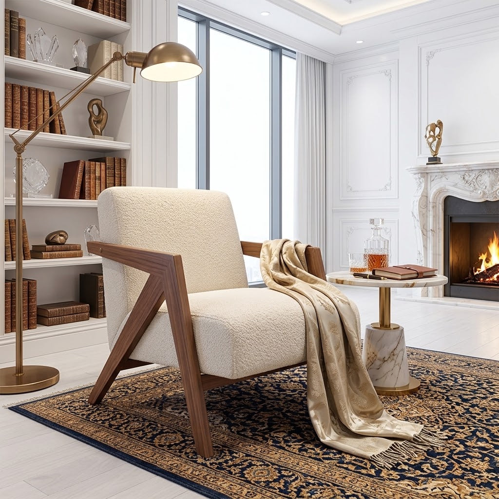 Lounge Chair Fabric Material with Solid Wood