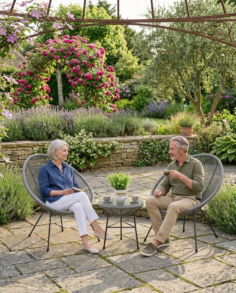 Gray Outdoor Balcony Table with Chair 2+1