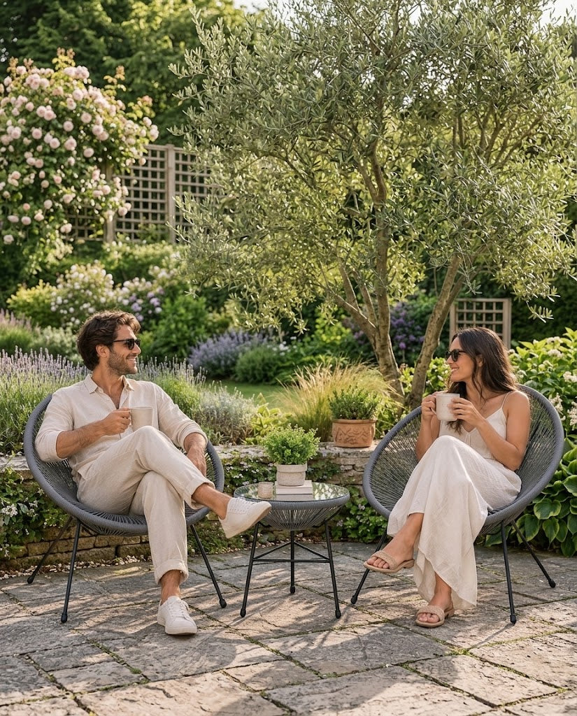 Gray Outdoor Balcony Table with Chair 2+1