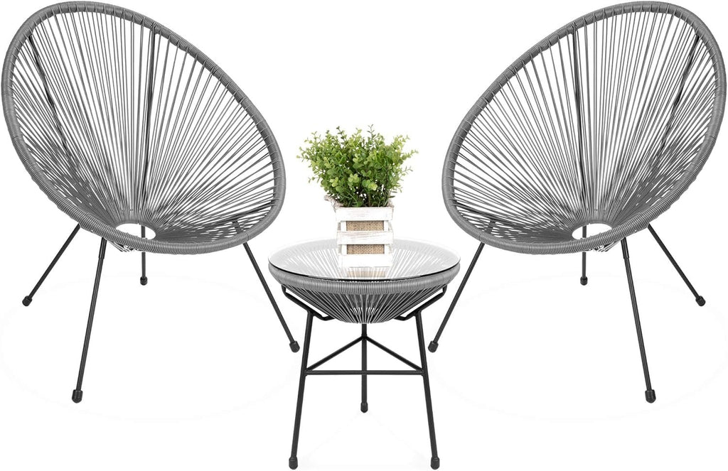 Gray Outdoor Balcony Table with Chair 2+1